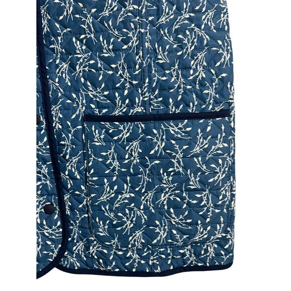 Lands End Jacket Quilted Blue Floral Reversible L Large Gorp Preppy Outdoor - Picture 3 of 9